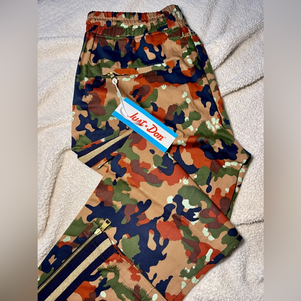 JUST DON Camo Camp Side Stripe Track Pants